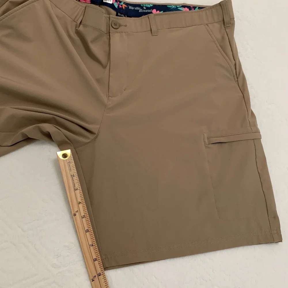 Birdie Bound Golf Shorts Men's 42 Khaki Stretch Cargo Pockets performance 9
